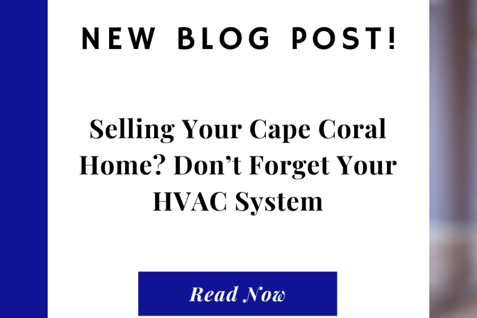 HVAC technician servicing air conditioning unit in Cape Coral home before sale.